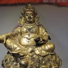 USPS в США S3413 Тибет храм Старый Бронзовый 24 К Золото Позолотить Маммона бог богатства Черный Jambhala Будда