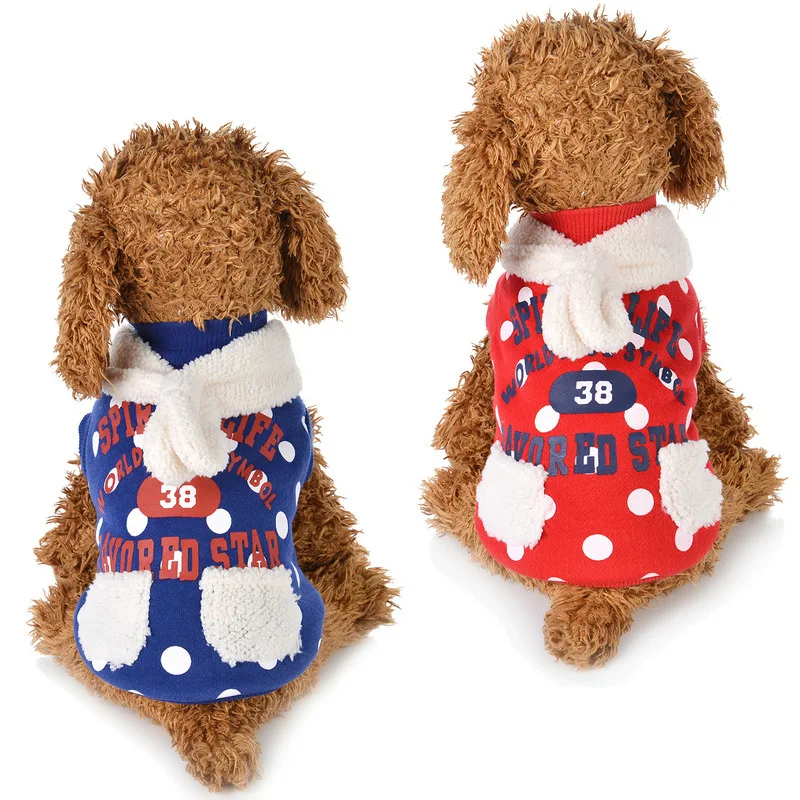 

Pet clothes winter clothing dot letter printing dog coat