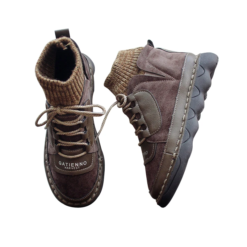 

2018 new wool mouth literary retro boots children short boots autumn winter women's shoes.