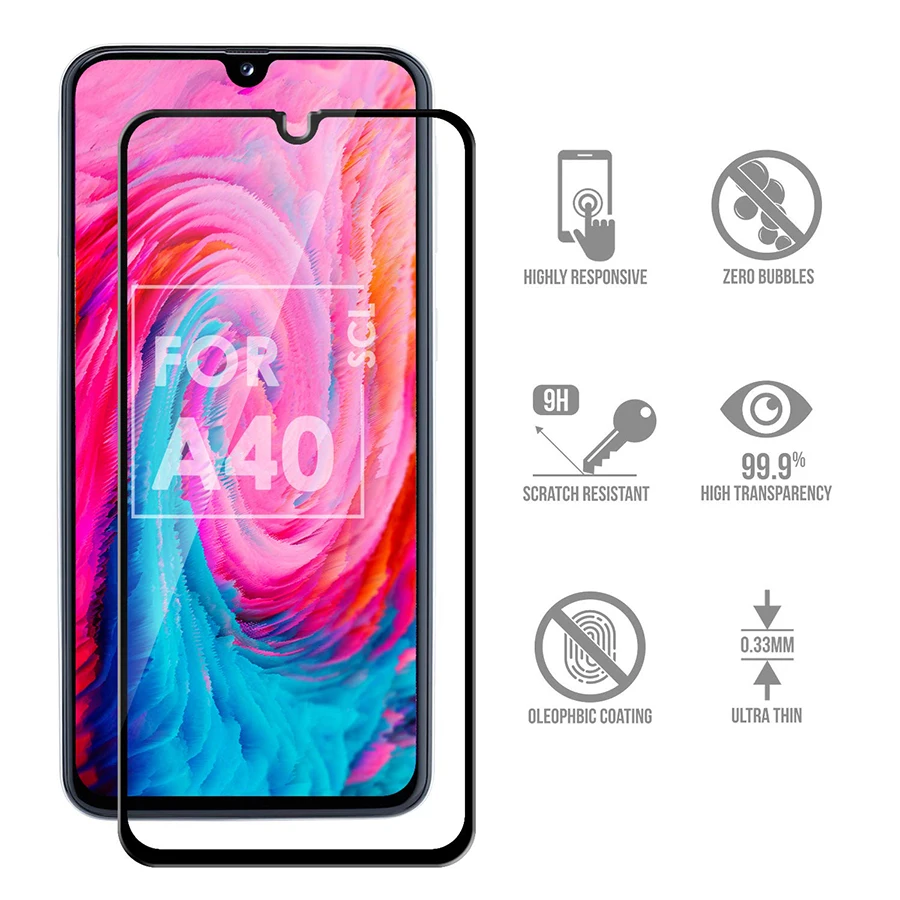 Закаленное стекло для защиты экрана Samsung galaxy A40 A50 A10 A20 A70 A30 защитное полное