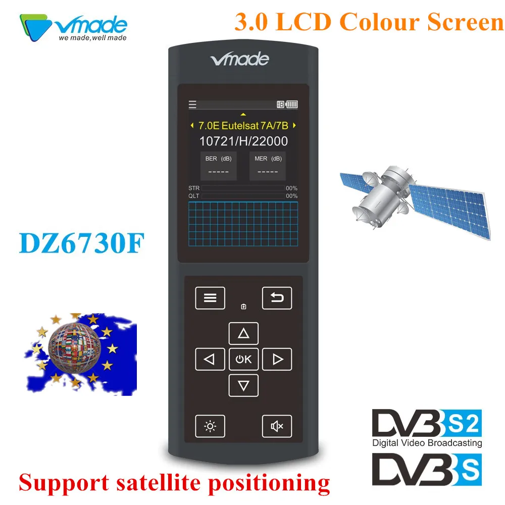 

Vmade Newest Original DVB-S/S2 Black Satellite Finder 3.0 inch LCD Display Support MPEG-2/4 1080p DVB S2 Sat Finder for Germany