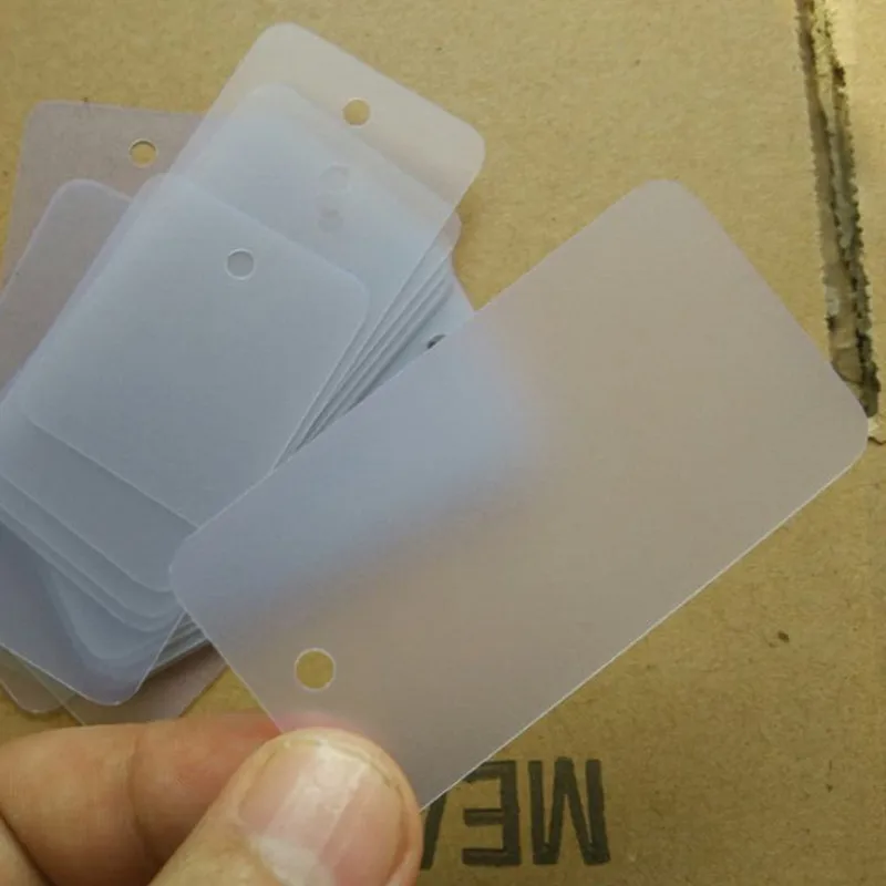 200pcs , 3.5 * 6.5 cm Matte frosted blank jewelry PVC swing tags