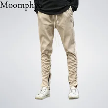 Moomphya,, Новое поступление, плиссированные, с боковой молнией, Мужские штаны для бега, эластичные, облегающие, обтягивающие, Мужские штаны, хип-хоп штаны, мужские