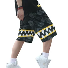 Длинные шорты для мужчин в стиле хип-хоп, повседневные, большие размеры, мужские, летние, мешковатые, короткие, бегущие, Harajuku, бермуды, модные, Акула, мужские шорты S6T1