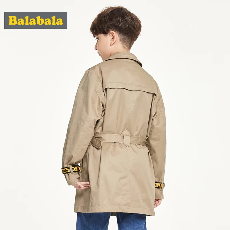 Balabala Children clothing jacket boy autumn new style big boys trench coat windbreaker long section Korean version