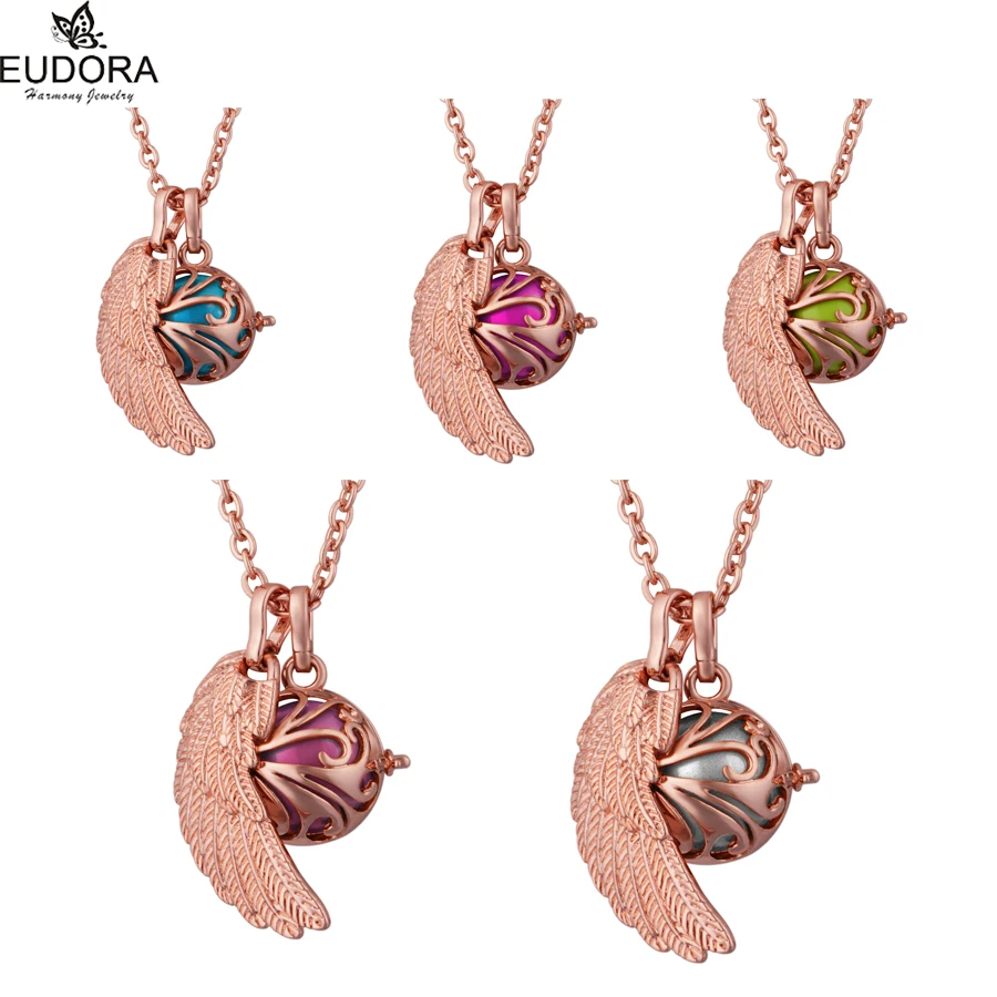 

Eudora 16mm Harmony Ball Rose Gold Color Locket Pendant Angel Caller Tree of life Ball Cage with Chain Necklace DIY Jewelry FH63