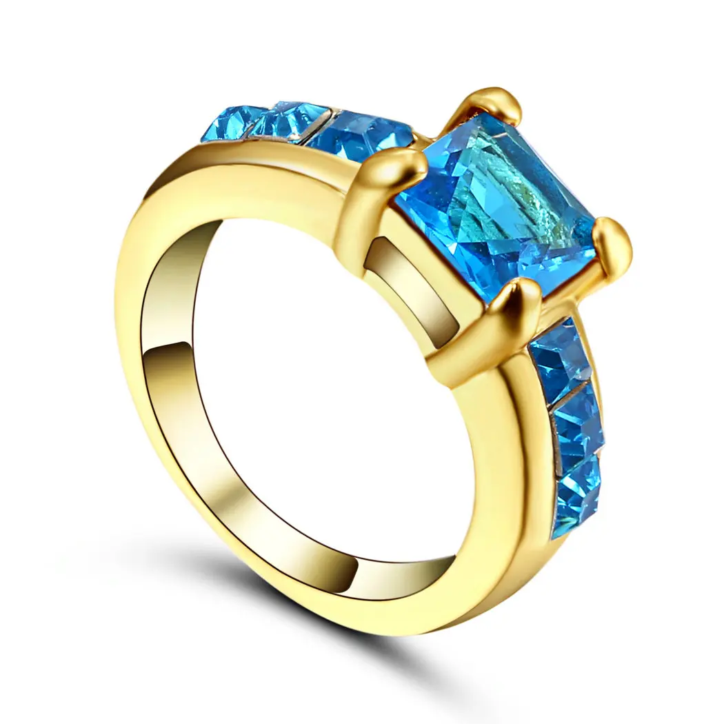 Женские обручальные кольца золотого, серебряного, черного цвета, небесно-голубого циркония, Размер 9, роскошные красивые обручальные ювелирные изделия - Цвет основного камня: RA651