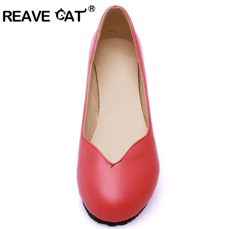 REAVE CAT Ladies shoes Women's flats Big size 31-47 Spring summer Autumn Solid Black Red White Pink Fashion Sweets Party QL5270