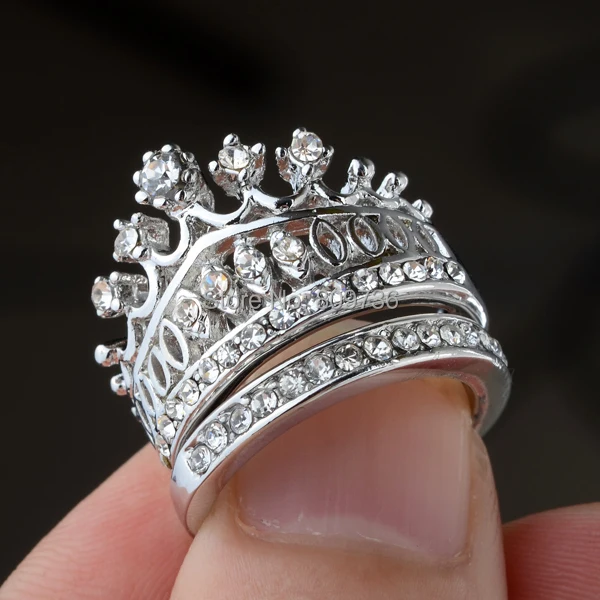1set fashion crystal rhinestone imperial crown circle wedding rings set women jewelry quality xmas gift drop - Crown Wedding Rings 1set fashion crystal rhinestone imperial crown circle wedding rings set women jewelry quality xmas gift drop - Crown Wedding Rings