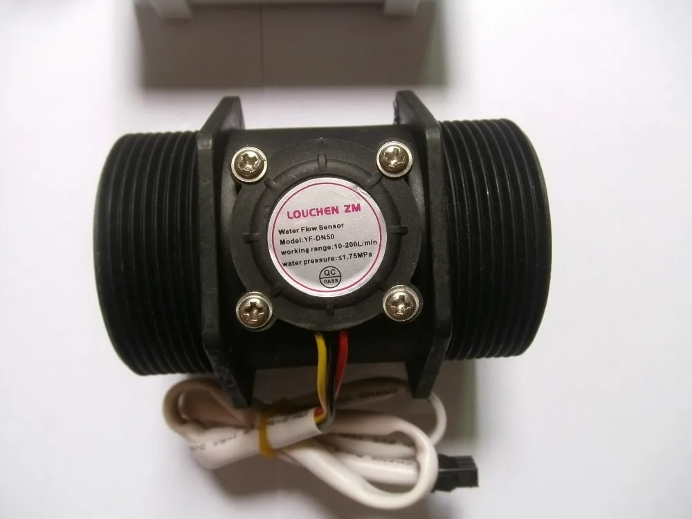 G 2" 2 inch Flow Water Sensor Meter+LCD Display Controller Flowmeter 10-200L/min+24V Power+temperature sensor