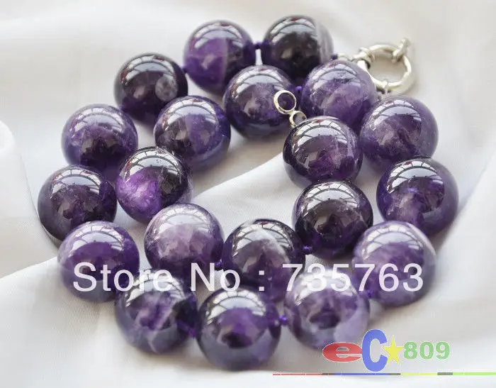 

xiuli 00279 Real Huge 17" 20mm round red Amethyst crystal bead necklace