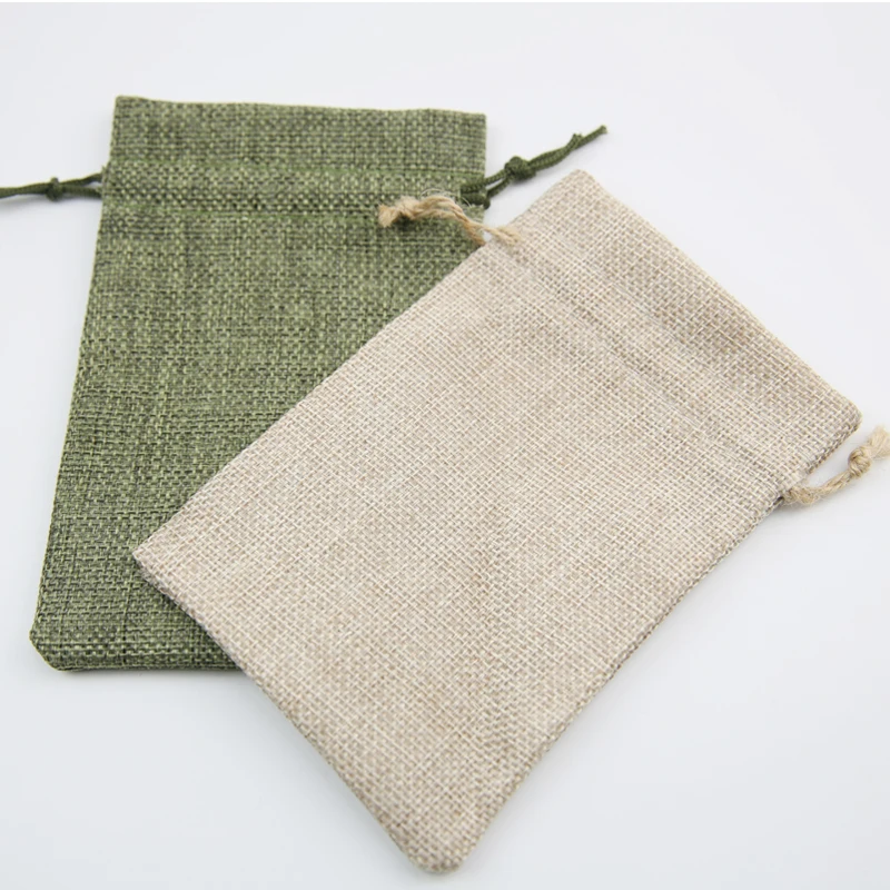 10Pcs/10*15Cm Christmas Linen Jute Gift Drawstring Bags Sacks Wedding Birthday Party Jewelry Drawstring Pocket Shower Supplies