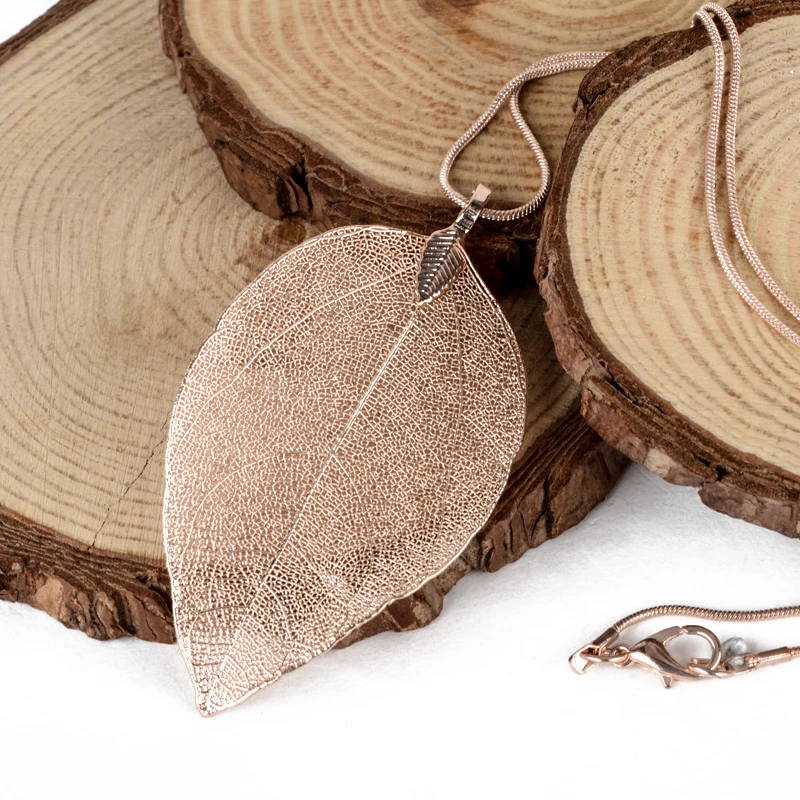 Vintage Leaves Earrings Necklaces Shellhard Long Natural Real Dipped Leaf Leaves Dangle Earring Ethic Women Jewelry 4Colors