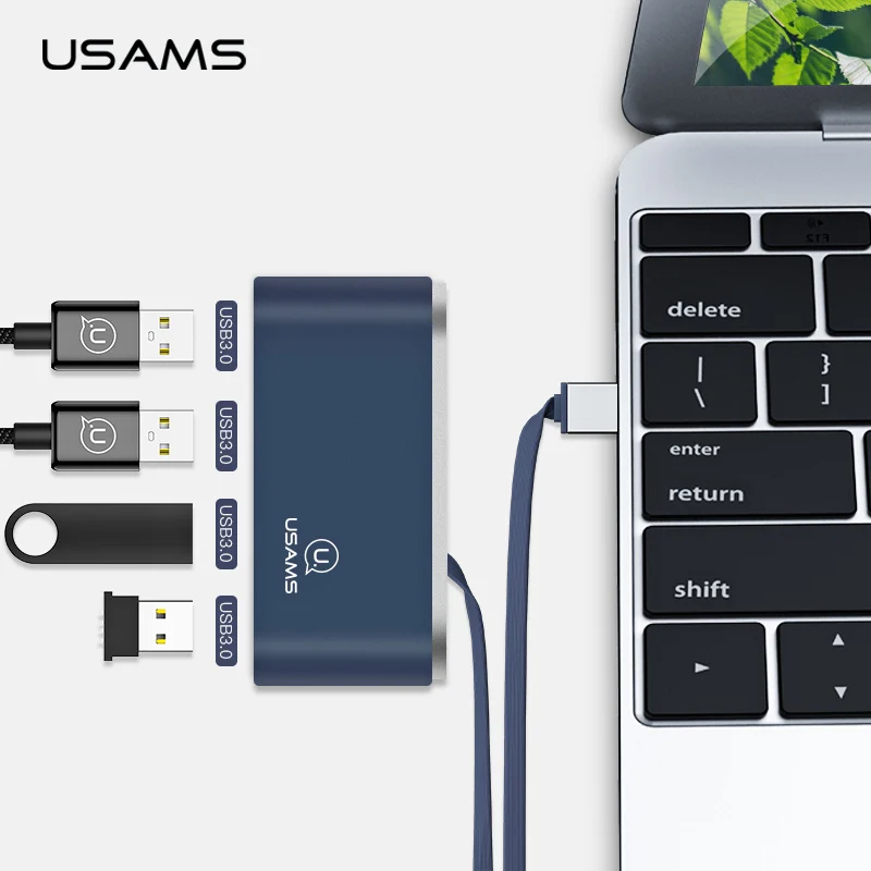 

USAMS USB 2.0 4 Port USB Cable Collection Adapter Power Supply OTG for Apple Samsung MacBook Laptop Tablet Micro Power Interface