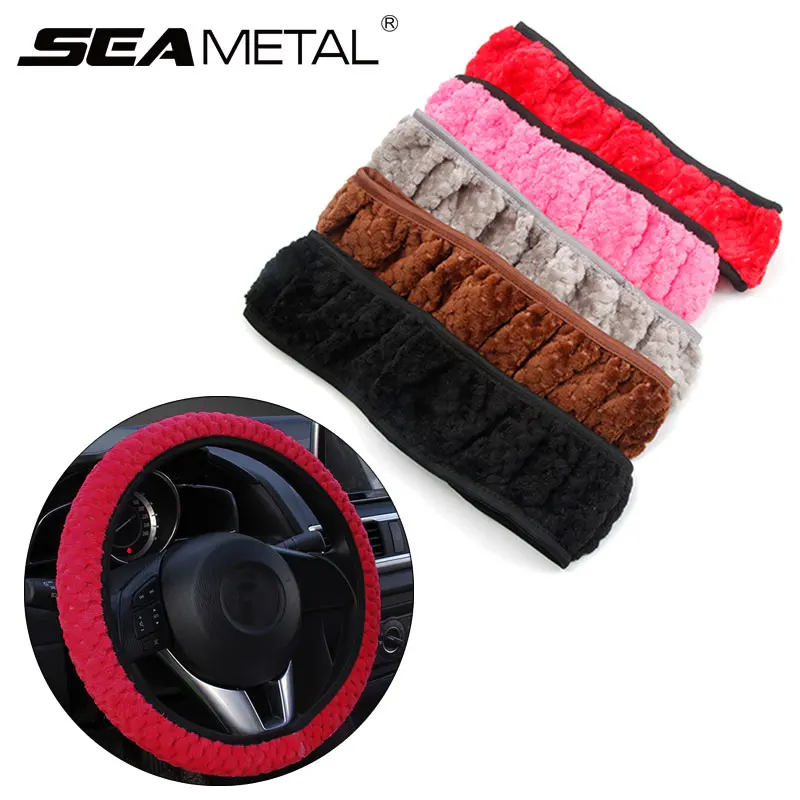Car Steering Wheel Cover 38cm Universal Plush Winter Warm Soft Auto Protector Decoration Car-styling Auto Interior Accessories Car Steering Wheel Cover 38cm Universal Plush Winter Warm Soft Auto Protector Decoration Car-styling Auto Interior Accessories