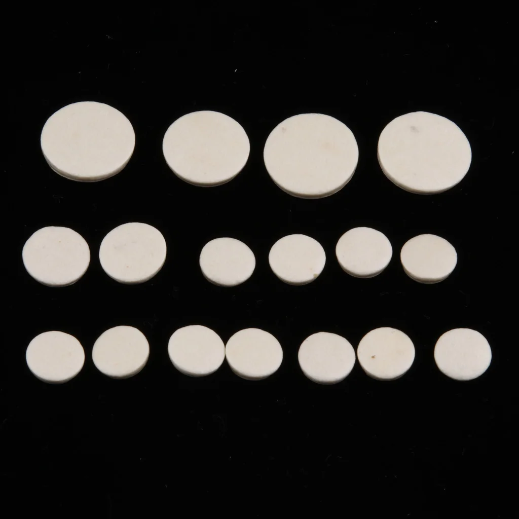 17 Pieces Clarinet Key Cushion Pads Mat for Woodwind Instrument Parts 17/15/12/10mm Diameter