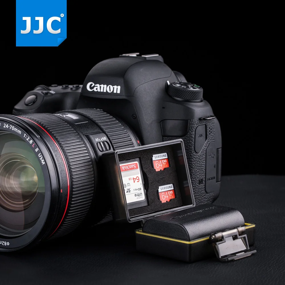 

JJC Camera Battery Case Water-resistant SD TF Card Storage Box for Canon LP-E6, LP-E6N,LP-E17/Fujifilm NP-W12/Sony NP-FW50