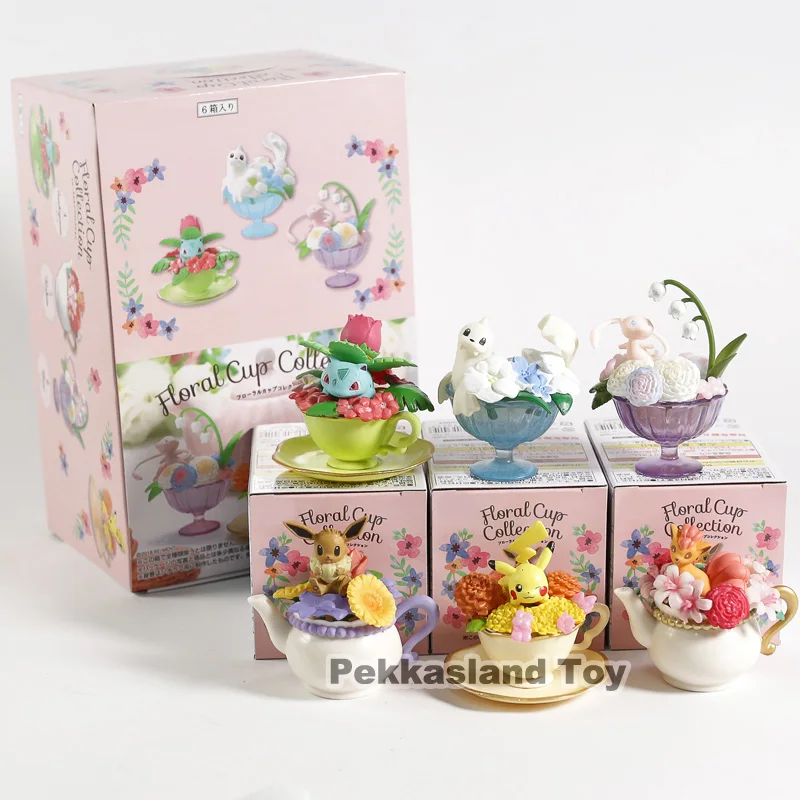 

Floral Cup Collection Pikachu Dewgong Vulpix Venusaur Eevee Mew PVC Figures Toys 6pcs/set