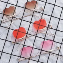 Сексуальные винтажные женские солнцезащитные очки в форме сердца, без оправы градиентный Океанский объектив, солнцезащитные очки для мужчин и женщин, очки с жемчужным декором