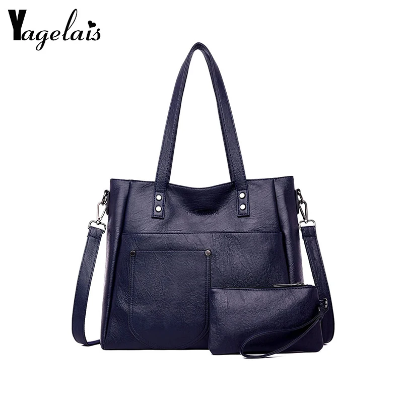 Yagelais النساء مجموعة الحقائب الأعلى مقبض قدرة كبيرة حقيبة الإناث الأزياء حقيبة كتف محفظة النساء أعلى-حقائب بيد الإناث مركب