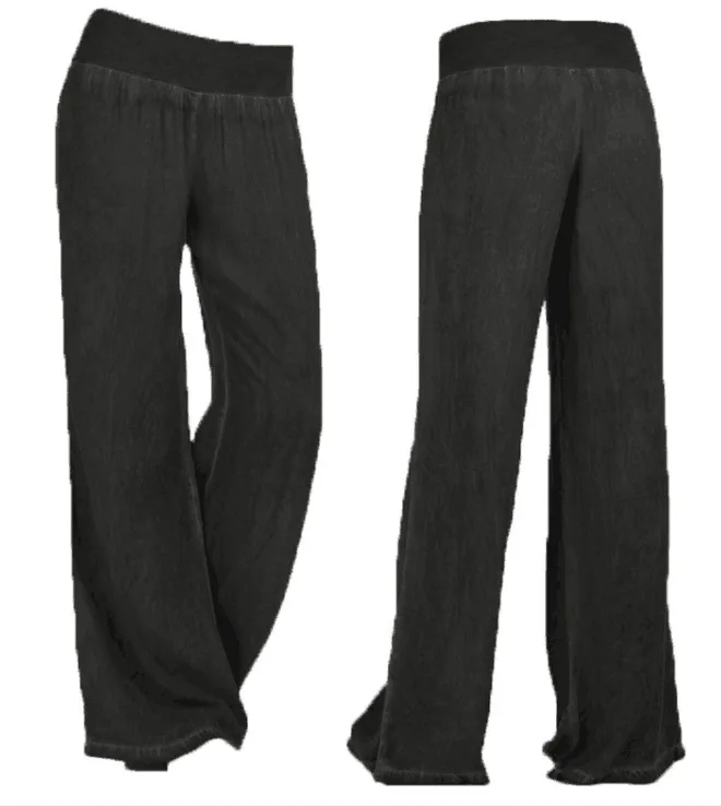 Размера плюс S-5XL удобные, свободные, широкие в ноге, имитация джинсы женские джинсы с эластичной талией Полная длинные штаны Штаны - Цвет: Черный