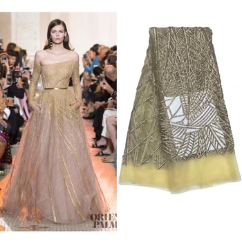 

Color Sequins Material Embroidered African Lace Fabric High Quality Party Dress French Mesh Embroidery Sequin Fabric F4-1862