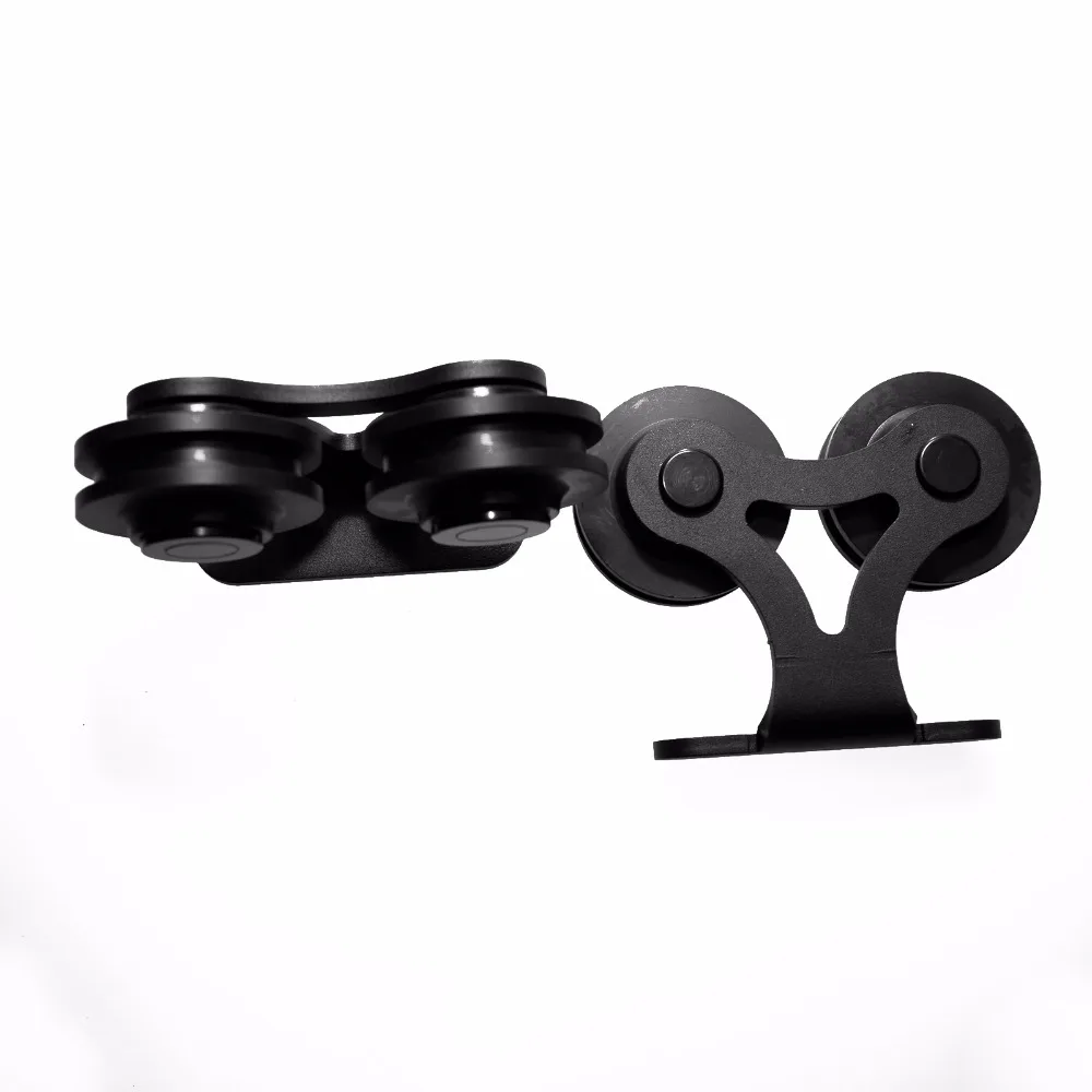 LWZH American Style Black Steel Sliding Barn Door Hardware Kit Double T Shaped Track Roller Closet Door Hardware for Double Door