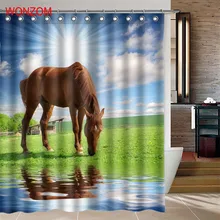 WONZOM 1Pcs Horse Waterproof Shower Curtain Wolf Bathroom Decor Bear Decoration Animal Cortina De Bano 2017 Bath Curtain Gift