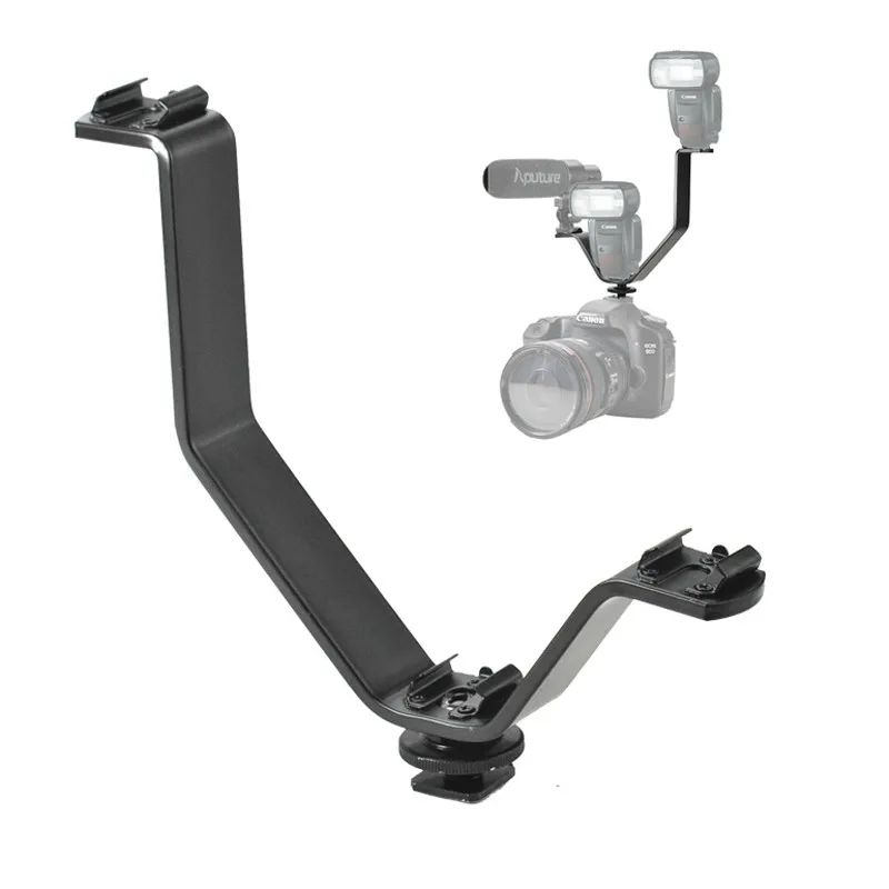 

ightpro 12.5cm Triple Hot Shoe V Mount Bracket for LED Video Lights, Microphones or Monitors
