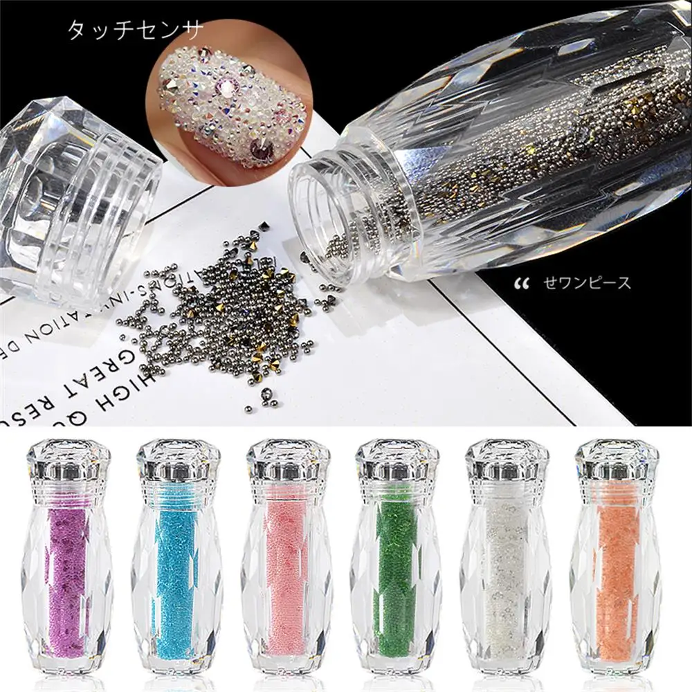 

1 Box DIY Colorful Mini Caviar Beads Crystal Nail Art Rhinestones Glass 3D Micro Bead Glitter Nail Art Tool Manicure Decors