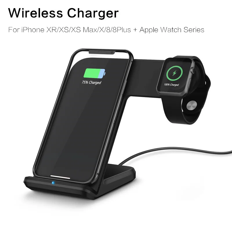 2 in 1 Fast Charging Dock Qi Wireless Charger for Apple