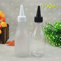150 мл Clear/clear матовое ПЭТ бутылка с белый/черный Sharp пластиковой крышкой, эмульсия/Приправа бутылка растворителя, для хранения продуктов