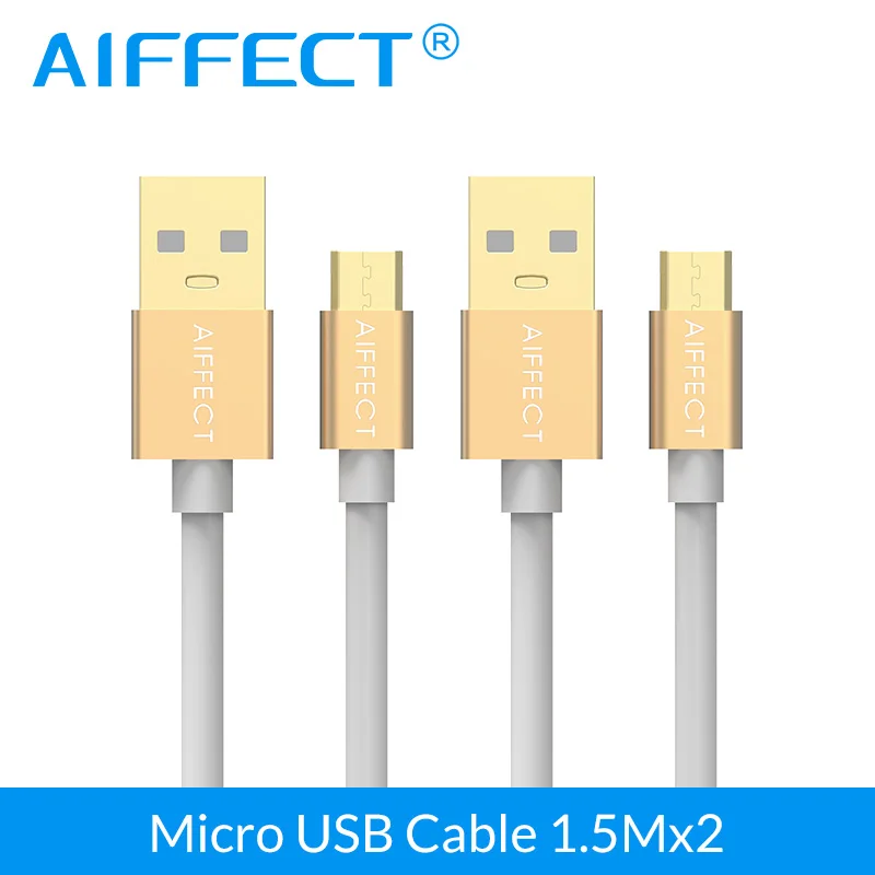 

AIFFECT High Speed Micro B Cable Aluminum Micro USB Cable Micro-USB to Standard USB Cord Data Charging Cable 5FT X 2 Pieces