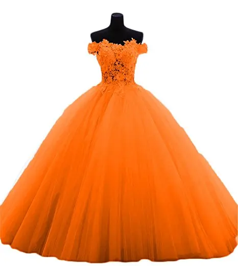 Quinceanera dresses 15 Party Sexy Lace Applique Court Train Luxury Boat-Neck Plus Size Angelsbridep