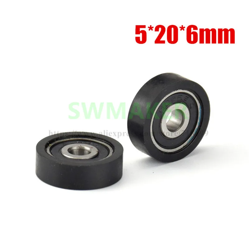 10pcs 5*20*6mm PU polyurethane wear-resistant mute 625 gum-coated bearing wheel plane roller conveyor belt | Обустройство дома