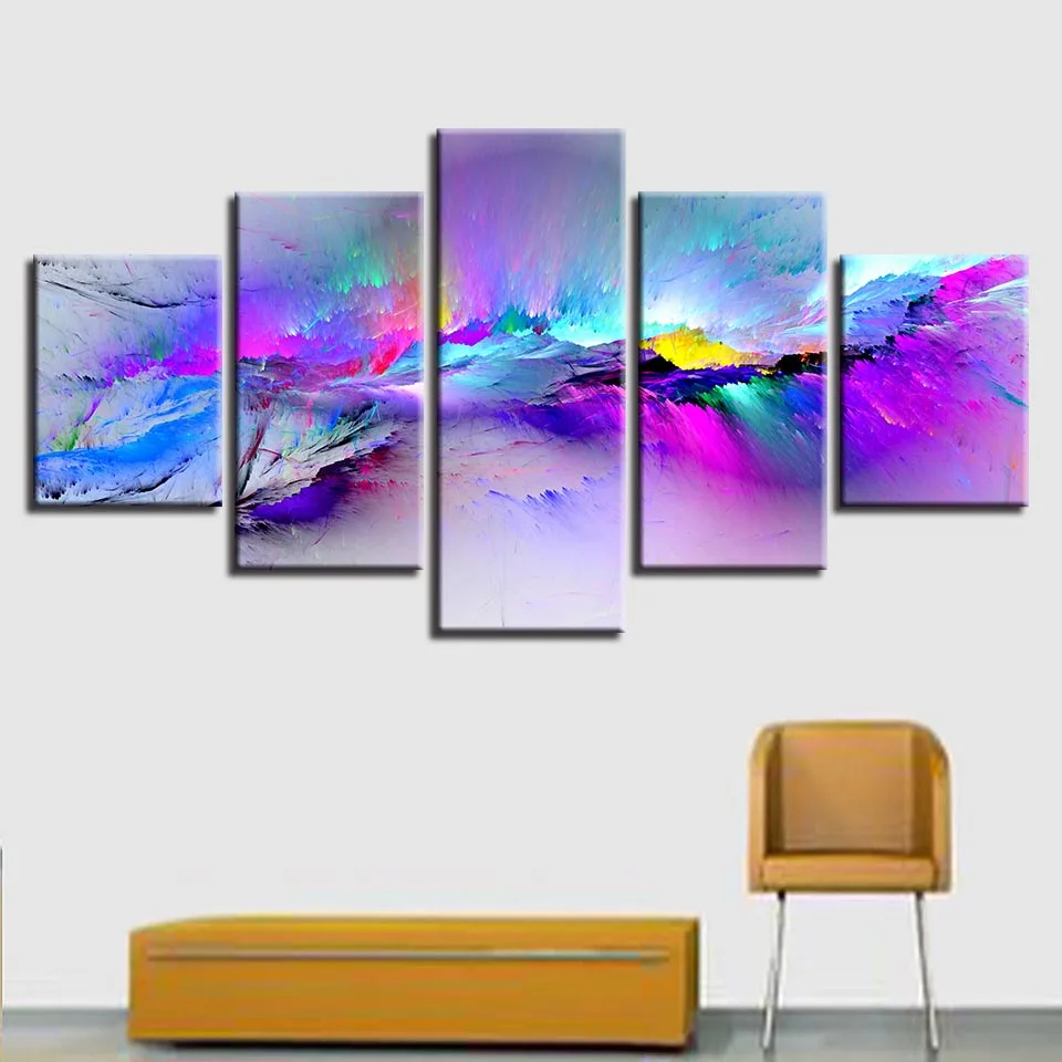 

Print Posters Modern Wall Art Frame 5 Pieces Color Abstract Graffiti Scenery Pictures Modular Canvas Paintings Living Room Decor