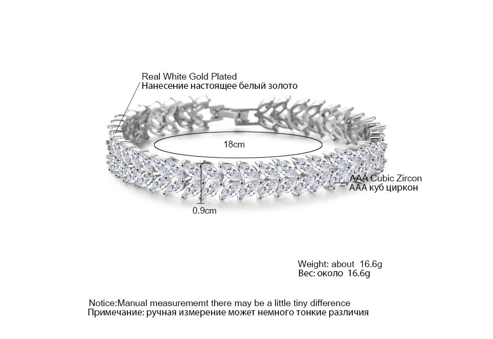 ZAKOL модные циркониевые Свадебные украшения Роскошные элементы лист кристалл белый цвет браслеты для невест FSBP131