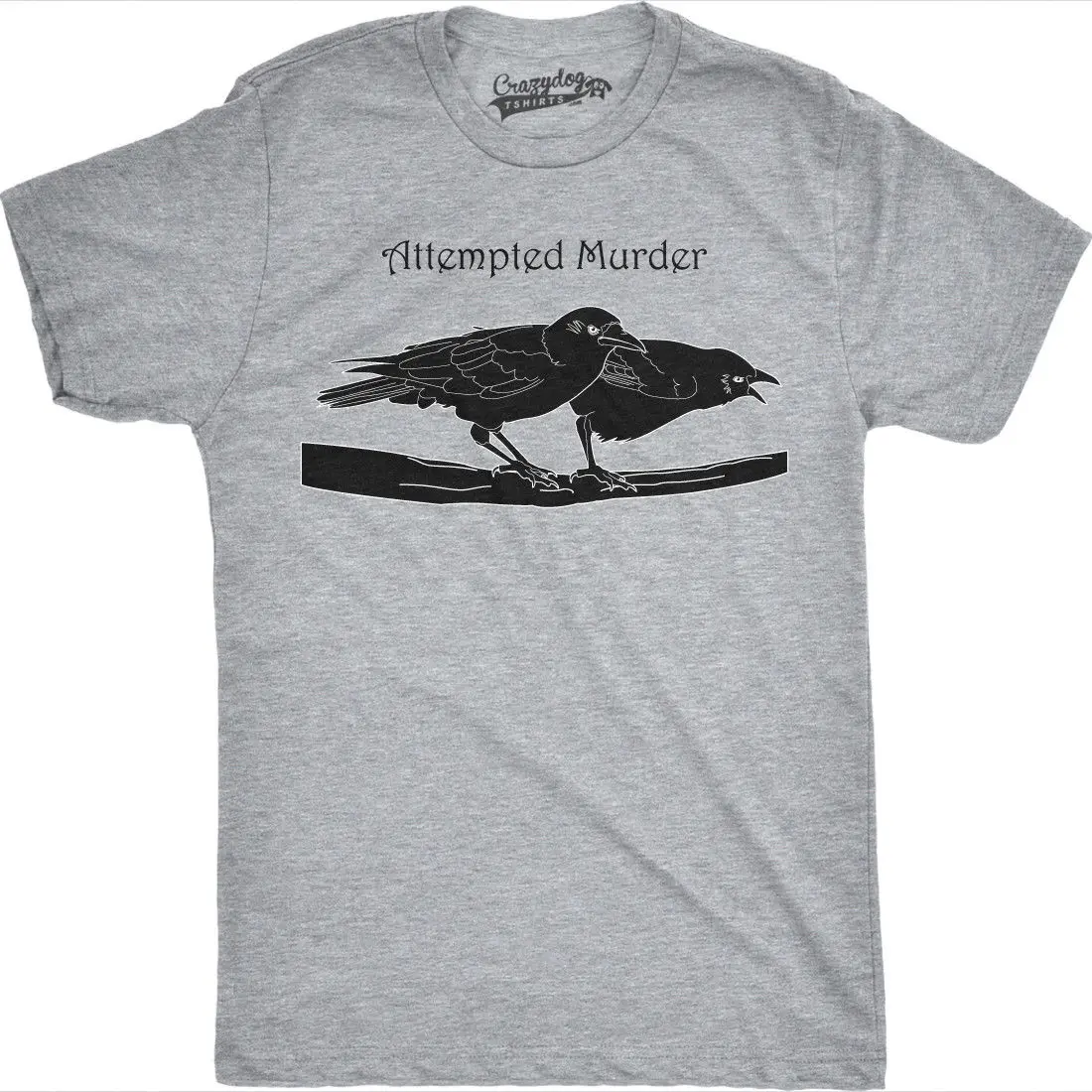 Attempted Murder T Shirt Funny Crow Flock Bird Pun Novelty Graphic Tee Fashion Style Men Hip Hop Mens Shirts | Мужская одежда