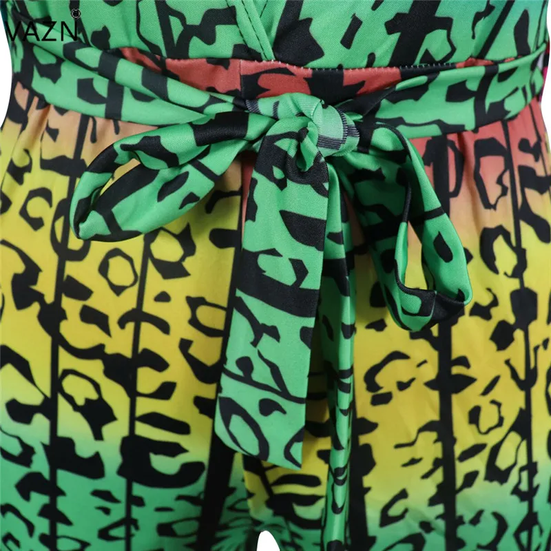 VAZN Новинка 2019 г. Высокое качество пикантные для женщин принт глубокий v-образный вырез пляжный костюм с короткими рукавами Sexy Lady