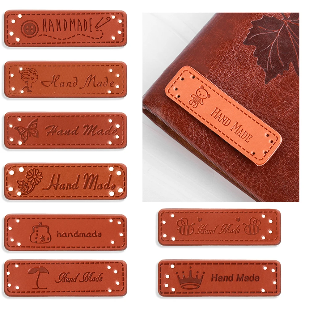 

10Pcs Retro Synthetic PU Leather Tag DIY Handmade Sew Labels Leather Patch Supply For Garment Sewing Accessories