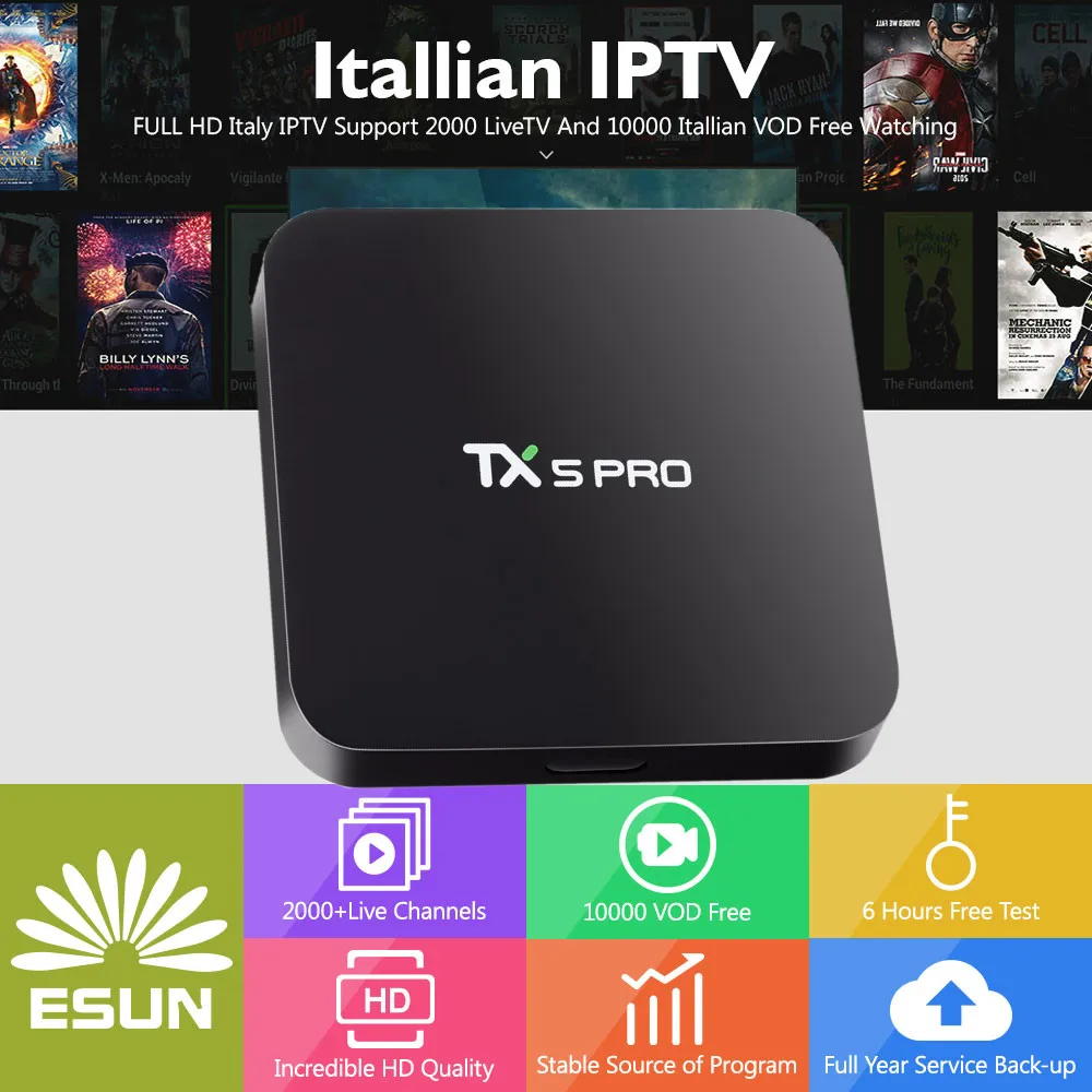 Buy 1 Year ESUNTV in TX5PRO Smart IPTV Set Top Box