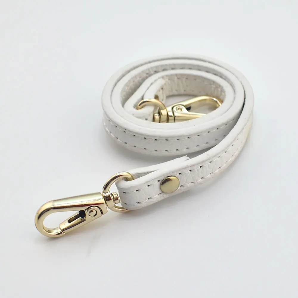 

120cm Genuine Leather Bags Strap Detachable Handle Handmade Replacement Women Shoulder Bag Accessories Gold Buckle Belts White