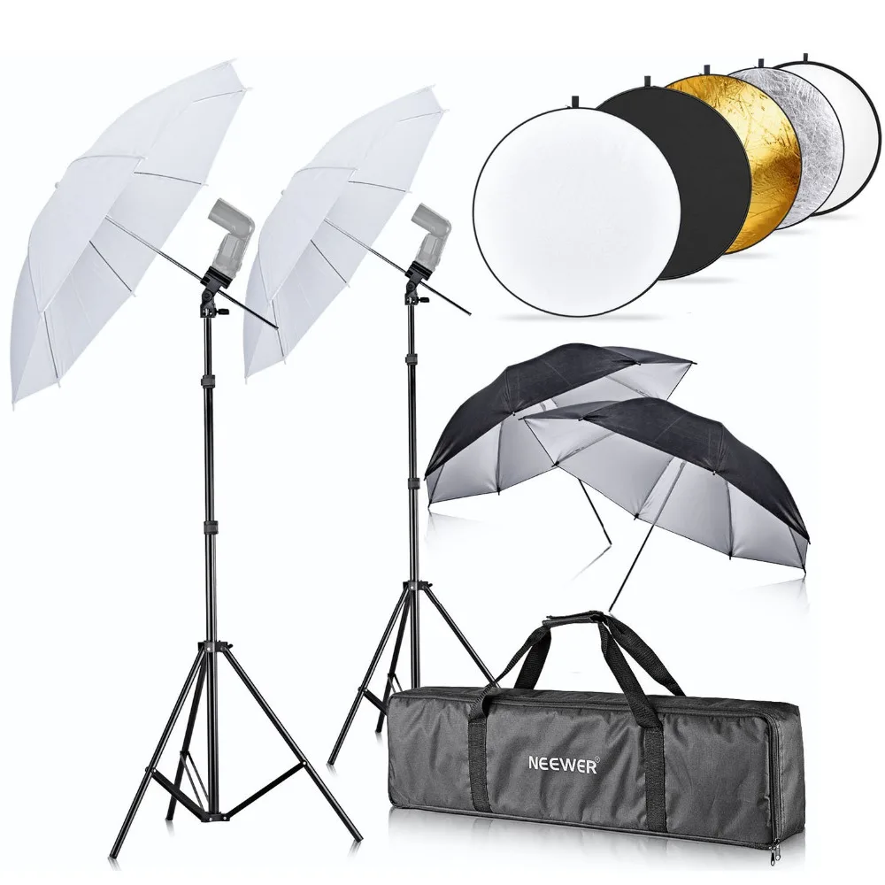 

Neewer Double Flash Shoe Mount Swivel Umbrella Kit for Canon 430EX II,580EX II,600EX-RT,Nikon ,Yongnuo,Neewer TT680,TT850,TT860