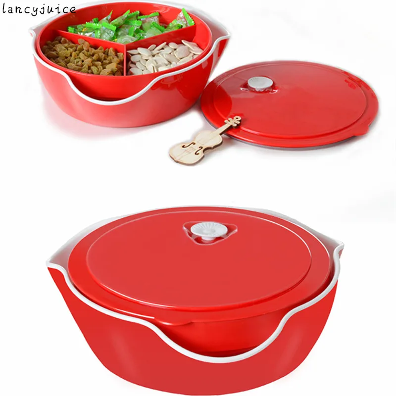 

Dessert Dishes With Cover Plastic Double Layer Fruit Plate Snacks Tray