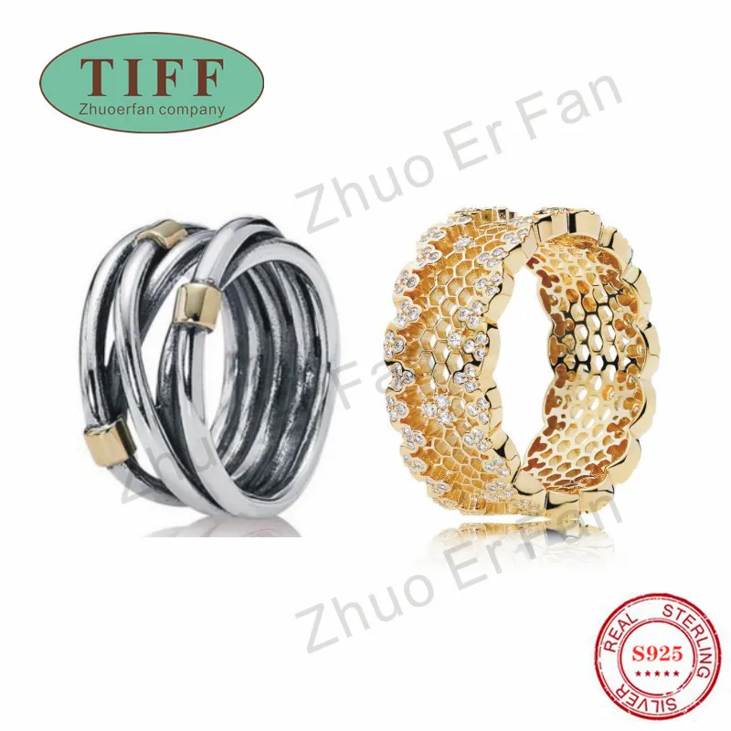 

TIFF pan 925 sterling silver rings for women.Hollow shining honeycomb ring elegant classic luxury original ladies jewelry