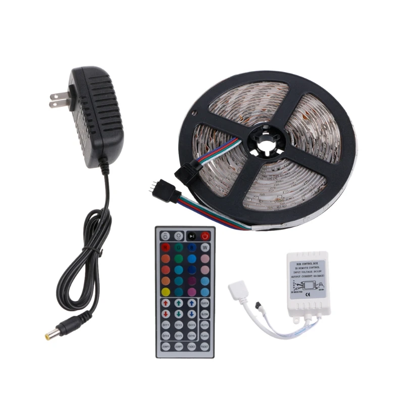 Многоцветный Водонепроницаемый 5 м 300 светодиодный 3528 SMD RGB полосы света 44 КЛЮЧ дистанционного DC 12 V