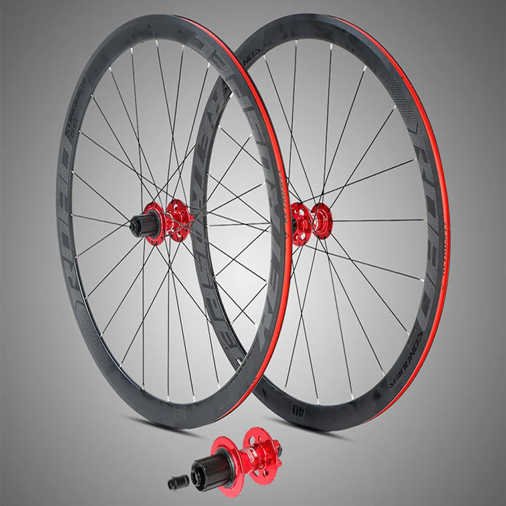 700C Wheels 36mm Depth Disc Brake Racing Rims FV Valve Road Bicycle Wheelset With Adapter Convert Thru-axle Quick Release