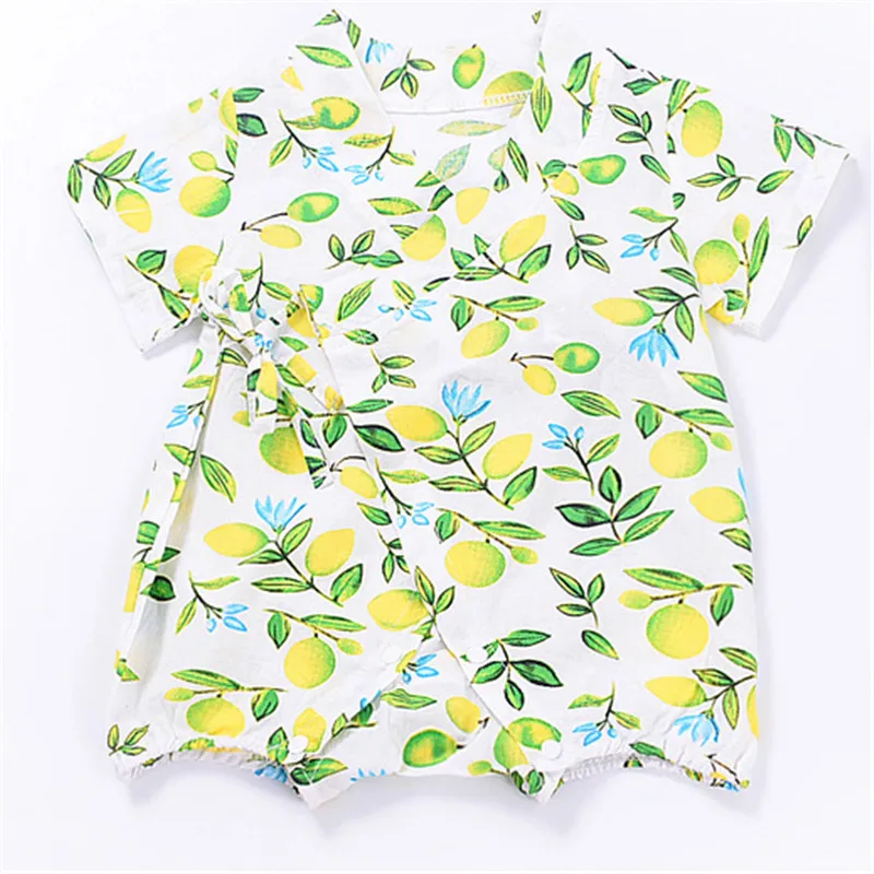 

Baby girl clothes 2018 short sleeve lemon printed cotton 0-2 years summer newborn clothes t shirt