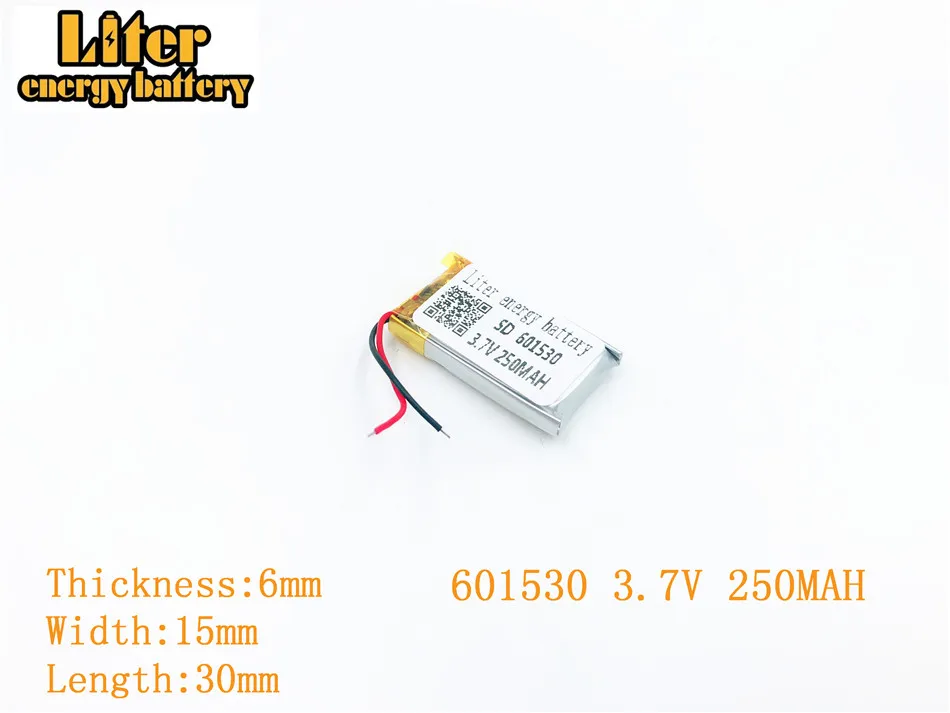 

Liter energy battery 3.7V 250mAh 601530 plug Lithium Polymer Rechargeable Battery For MP3 MP4 MP5 Lithium polymer battery