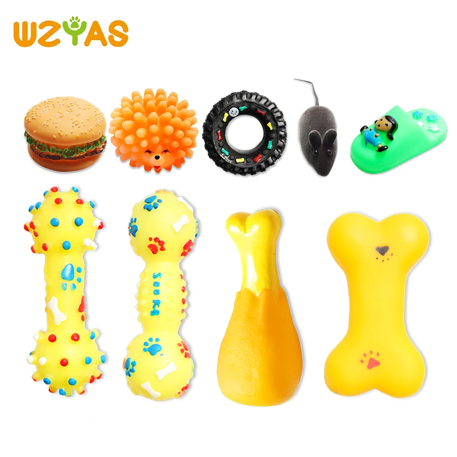 1PCS Rubber Pet Dog Squeak Toys Shoes Mice Bone Hamburger Screaming Chicken Sound Dog Chew Toys For Small Dogs